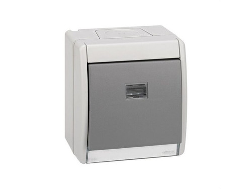 Conmutador monobloc 10AX 250V luminoso Simon Aqua gris - Simon
