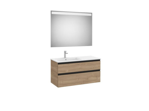 Pack Mueble The Gap 1000X460 2 Cajones Lavabo Izquieda Espejo Eidos Nogal - Roca