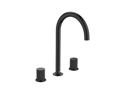 Mezclador Bimando Lavabo Nu Aireador Y Maneta Repisa Stripes negro Titanio - Roca