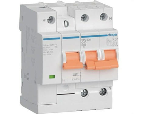 Proteccion Combinada P+T 2P 40A curva C Viviendas - Hager
