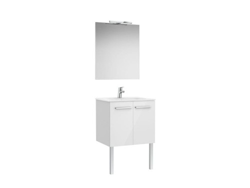 Conjunto Victoria Base+Lavabo 600 blanco con Puertas Espejo Aplique Led - Roca