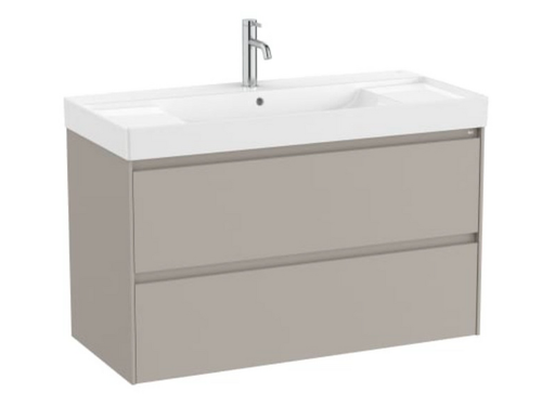 Mueble Lavabo Doble blanco 1000X460 Ona Standard 2 Cajones Led gris Arena - Roca
