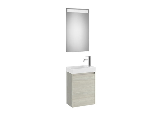 Mueble Lavabo Derecha 450X260 Ona Compact 1 Puerta + Espejo Led Roble Claro - Roca
