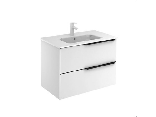 Mueble 80 MIO 2 cajones 45 blanco mate tirador negro - Royo