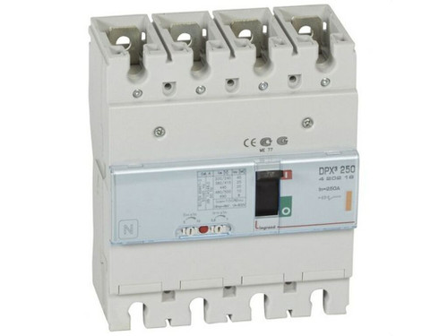 Automático caja moldeada magnetotérmico - versión fija - Térmico ajustable de 0,8 a 1 In - Magnético ajustable de 5 a 10 In Poder de corte Icu 25 kA (400 V~) - Número de polos: 4P - In: 250 A.