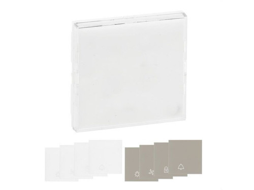 Tecla pulsador Niloé Step con portaetiquetas "lampara", "timbre" y "candado"  Blanco mate - Legrand