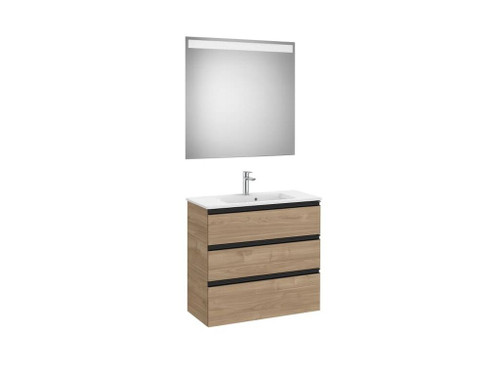 Pack Mueble The Gap 800X380 3 Cajones + Espejo Eidos Nogal - Roca
