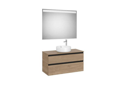 Pack Mueble The Gap 1000X460 P/Lavabo Centrado+Espejo Eidos Nogal - Roca