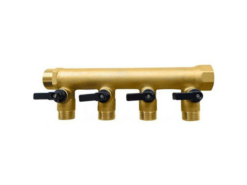 Colector Modular M-H 3/4 Con Valvulas De Esfera Incorporadas 4 Salidas M 1/2 - Ac-Fix