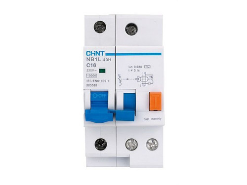 Interruptor NB1L 1 polo+neutro 16A 30mA clase a 6kA 2 módulos - Chint