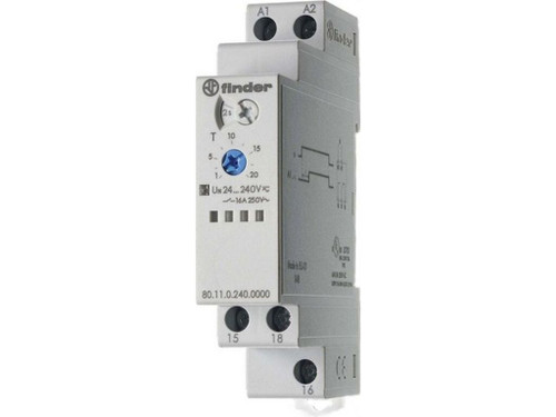 Temporizador modular a la puesta en tensión SERIE 80, 1 contacto conmutado, 16A, 24...240V AC/DC - Finder
