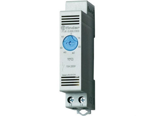 Termostato de cuadro SERIE 7T para control térmico, 1NA, temperatura regulable, 0 a +60°C (emb.1u) - Finder