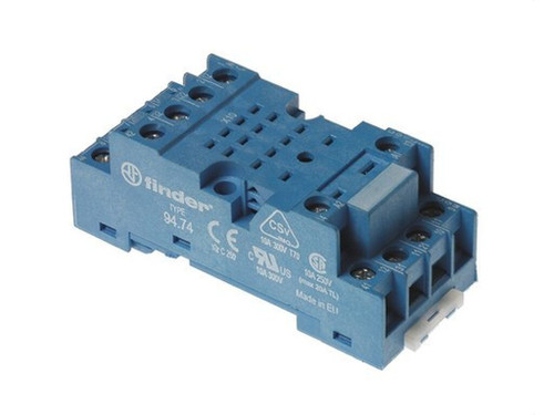 Zócalo SERIE 94 para relé 55.32, bornes a pletina, montaje en panel o carril 35mm, azul, 0.5Nm, cable 8mm (emb.brida metálica) - Finder