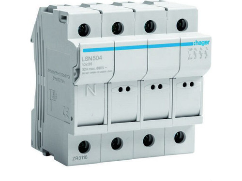 Portafusible seccionable tipo L38 3P+N 32A 690V - Hager