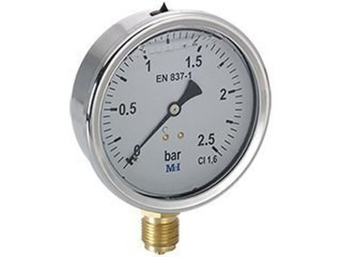 Manómetro glicerina diámetro 100 vertical 1/2" 0...6bar - Hecapo
