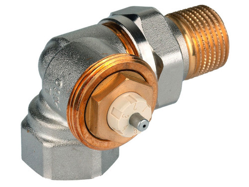 Válvula termostatizable doble ángulo izquierda rosca 3/8" kV ajustable 0,62kVs - Honeywell Home