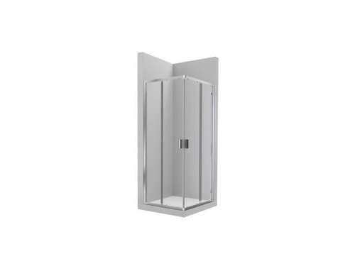 Mampara ducha angular 2 hojas correderas + 2 fijas 1950x800 VICTORIA L2 plata brillo - Roca