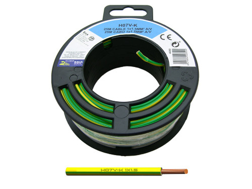 Carrete 10 Mts Unipolar Flexible 1X1,5 Amarrillo / Verde - Rubilec