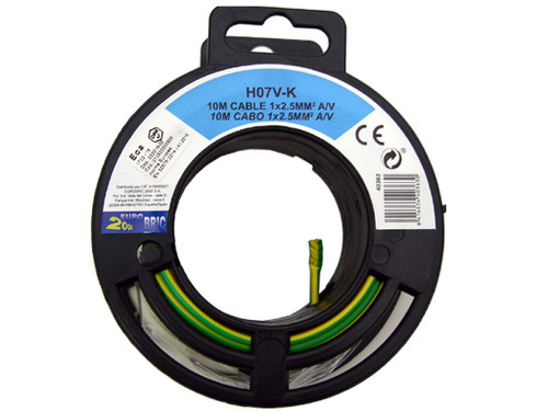 Carrete 10 Mts Unipolar Flexible 1X2,5 Amarillo / Verde - Rubilec