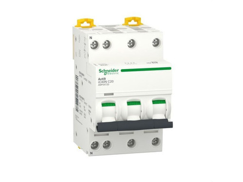 Interruptor automático en miniatura ACTI 15 IC40N 3PN C 20A 6000A/10kA - Schneider Electric