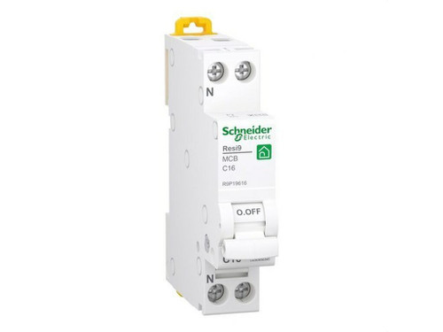 Interruptor Magnetotermico Estrecho  Resi9 Dpn 1P+N 16A C 230V 6000A R9P19616 - Schneider Electric