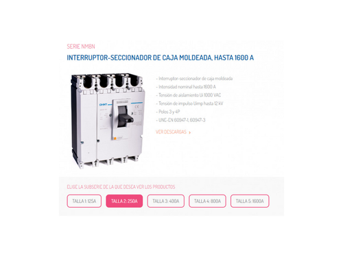 Interruptor Caja Moldeada Rele Electronico 4P 250A/250A S 50Ka Serie Nm8N-En - Chint
