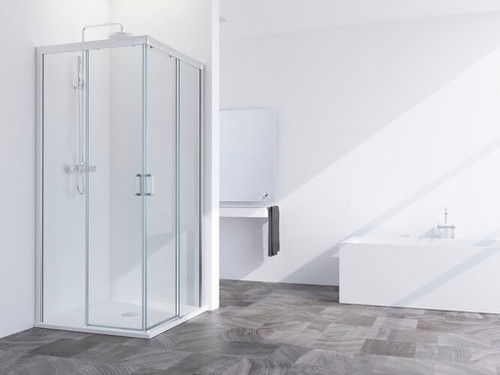 Mampara Summer Sum-320 77-80X77-80 transparente Plata Alto Brillo - Profiltek