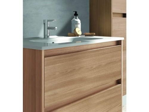 Set 60 SANSA 2 cajones nogal arenado (mueble + lavabo) - Royo