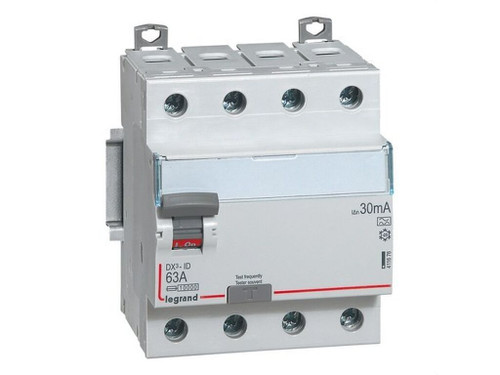 Interruptor diferencial DX³ - 4P - 400V - 63A - Tipo A - 30mA - 4 módulos - Legrand