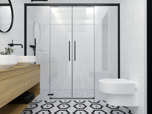 MAMPARA SALMA SA-825 NEGRO TRANSPARENte 1460-1500 - Profiltek