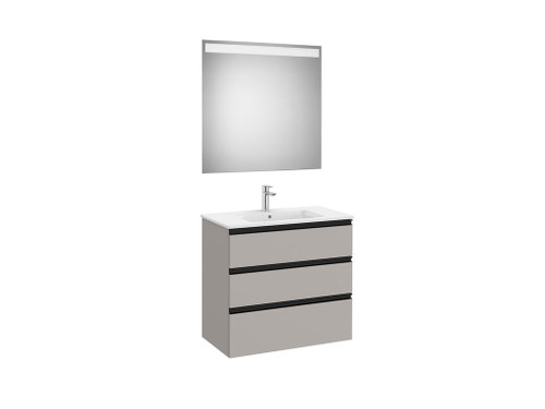 Pack Mueble The Gap 800X460 3 Cajones + Espejo Eidos Gris Mate - Roca
