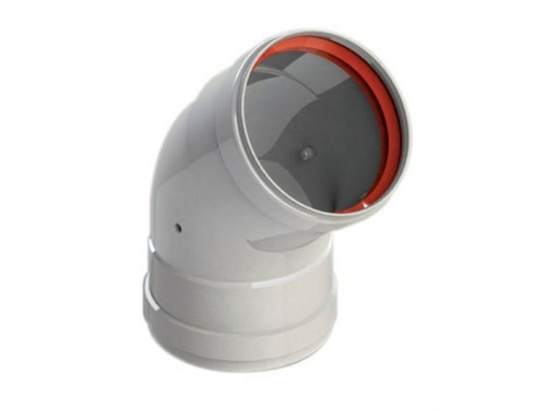 Codo chimenea 45º H-H diámetro 127mm aluminio blanco - Fig