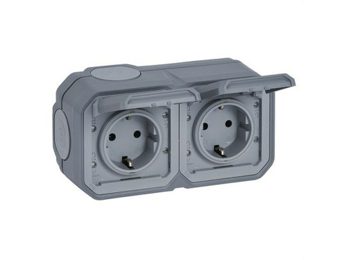 Base de corriente monobloc 2x2P+T 16A IP55 superficie horizontal, gris - Legrand