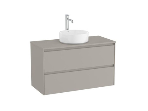 Mueble para lavabo sobre encimera 1000x460 Ona 2 cajones gris arena - Roca