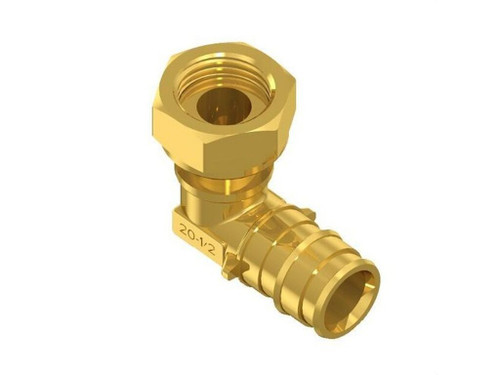 Codo tuerca móvil latón Sist. anillo plástico para tubos PEX-a- AC-FIX