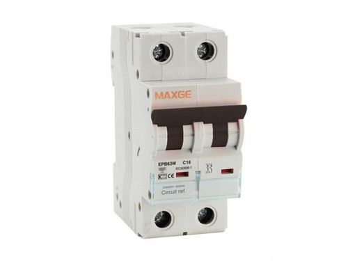 Interruptor Magnetotermico Alpha+ Industrial. 2 P, 20A, Curva C. 6Ka - Maxge