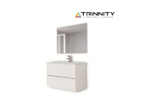 Mueble Baño 2 cajones Blanco + lavabo +Espejo - Trinnity