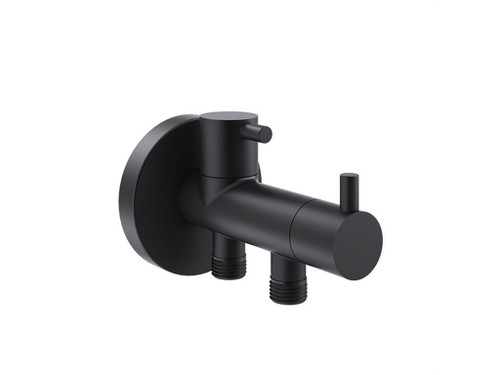 Llave de paso ceramica con 2 salidas(cisterna wc+duchita wc) negro mate - Ramon Soler