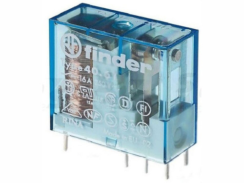 Mini-relé para circuito impreso/enchufable-reticulado 5mm SERIE 40, 1 contacto conmutado, 16A, AgCdO, 24V AC - Finder
