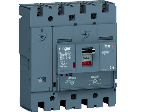 Interruptor automático caja moldeada h3+ P250 4PN0-100% 200A 40kA relé TM - Hager