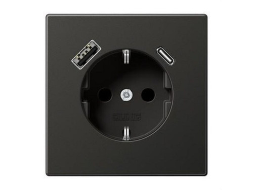 Enchufe con USB-AC Serie LS antracita - Jung
