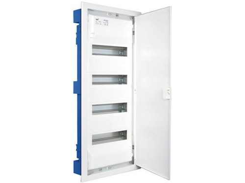 Caja de distribucion de empotrar en tabique hueco de 56 elementos 362x778x88mm marco y puerta metálicos color blanco - Solera