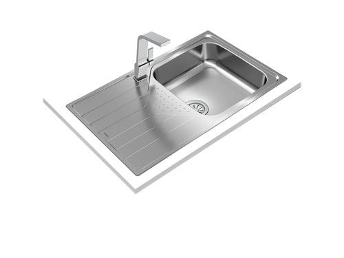 Fregadero UNIVERSE 50 T-XP 1C 1E PLUS I inox 1 cubeta y 1 escurridor 195mm mueble 50 con orificios - Teka