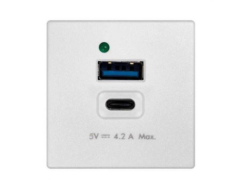 Cargador Usb (4,2 A) De 1 Elemento K45 Tipo “A+C” En Blanco Simon K45 - Simon