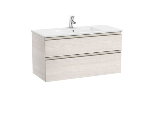 Mueble lavabo centrado blanco 1000x460mm the gap 2 cajones fresno nordico - Roca