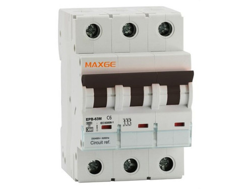 Interruptor magnetotermico alpha+ industrial. 3 p, 10a, curva c. 6ka - Maxge