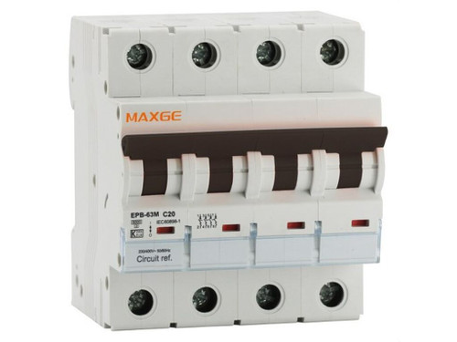 Interruptor magnetotermico alpha+ industrial. 4 p, 50a, curva c. 6ka - Maxge