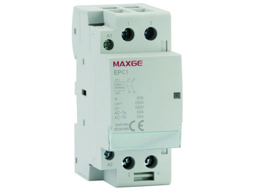 Contactor Modular Alpha+ (2 Mods Din) 2P (1No+1Nc), 63A, 230Vac - Maxge