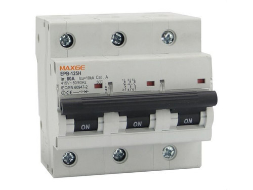 Interruptor magnetotermico epb125h alpha+ 3p 80a curva c 10ka - Maxge