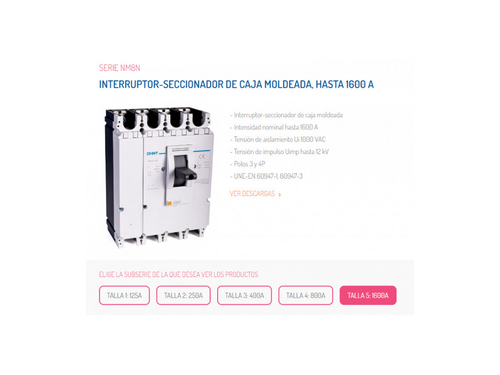 Interruptor caja moldeada relé termomagnético NM8N-TM 3P 800A/800A S 50kA - Chint